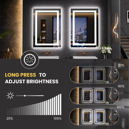 LOAAO 20"x28" LED Mirror for Bathroom, Lighted Bathroom Mirror with Lights, Anti-Fog, Dimmable, Memory Function, Easy to Install, Clear Reflection
