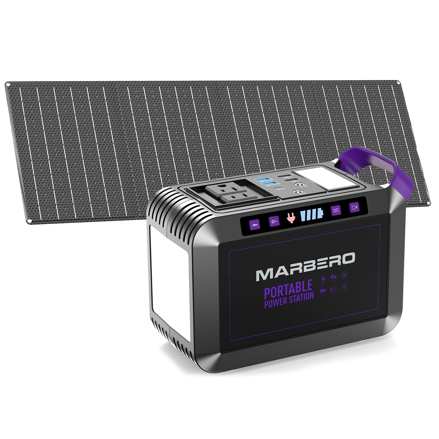 MARBERO 172Wh Solar Generator with Solar Panel Included Portable Power Station 200W with Foldable Solar Panel 40W Set for Camping Outdoor Hiking Fishing Emergency