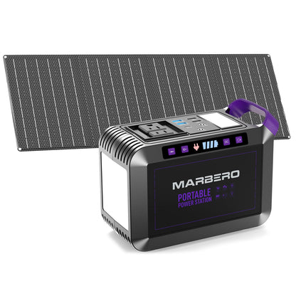 MARBERO 172Wh Solar Generator with Solar Panel Included Portable Power Station 200W with Foldable Solar Panel 40W Set for Camping Outdoor Hiking Fishing Emergency