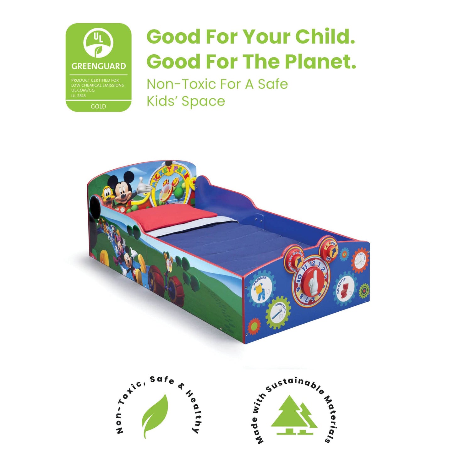 Delta Children Interactive Wood Toddler Bed - Greenguard Gold Certified, Disney Mickey Mouse