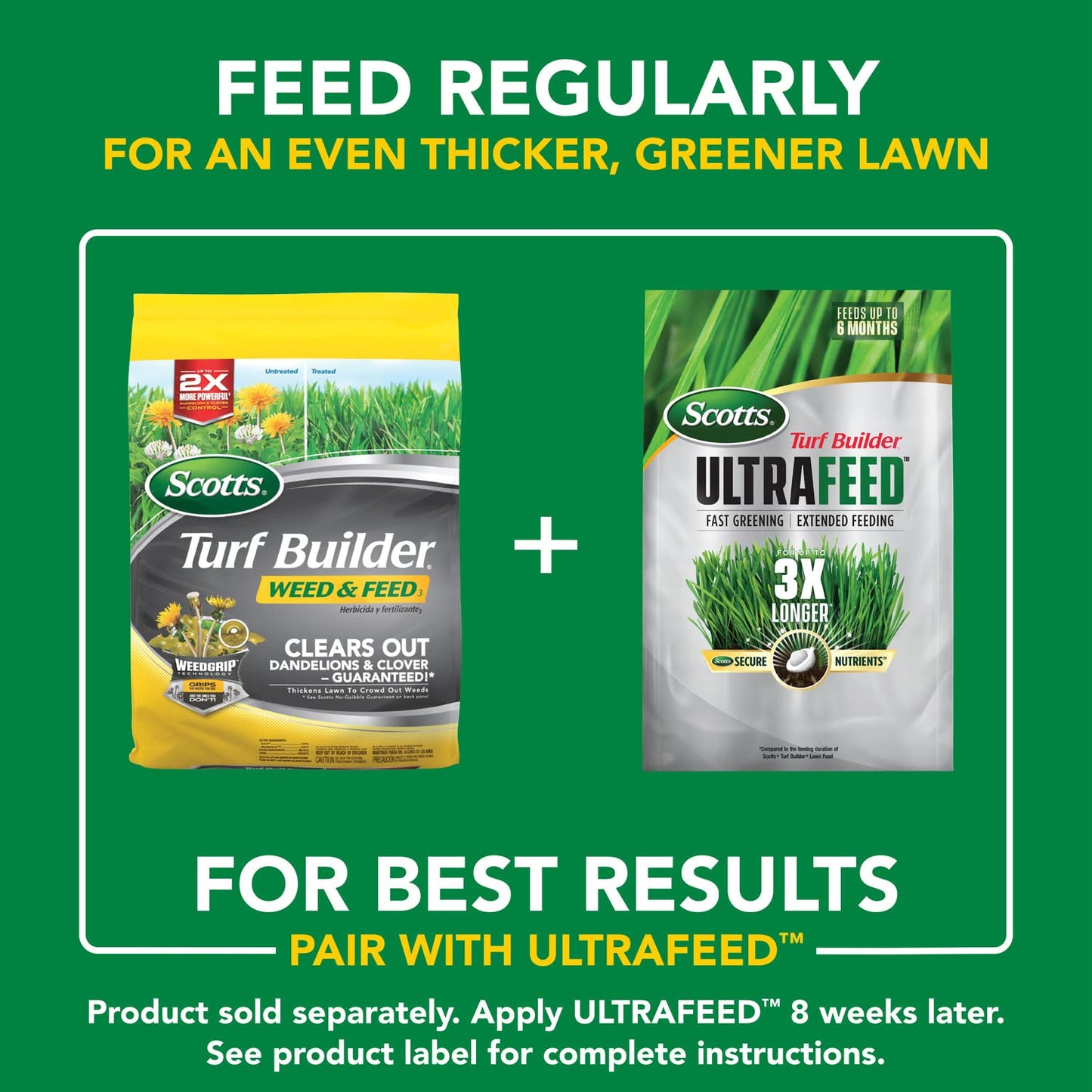 Scotts Turf Builder Weed and Feed3 - Weed Killer Plus Lawn Fertilizer, Controls Dandelion and Clover, Grass Fertilizer For Up To 15,000 sq. ft., 42.87 lbs.