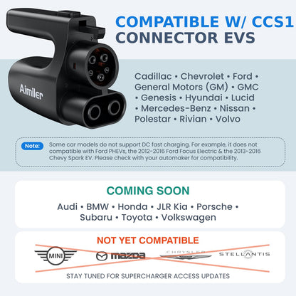 AIMILER NACS to CCS Electric Vehicle Adapter, 500 Amps / 1,000V Nacs to DC Adapter Compatible with Tesla V3/V4 Superchargers - Fast Charge CCS1 EVs [Check with Your Automaker for Compatibility], Black