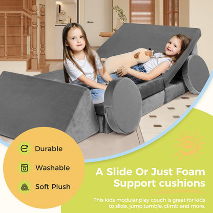 Modular Kids Play Couch, 18pcs Toddler Floor Sofa, Sectional Couch for Children, Fortplay Bedroom and Playroom Furniture for Playing, Creativing, Convertible Foam and Floor Cushion for Boys and Girls