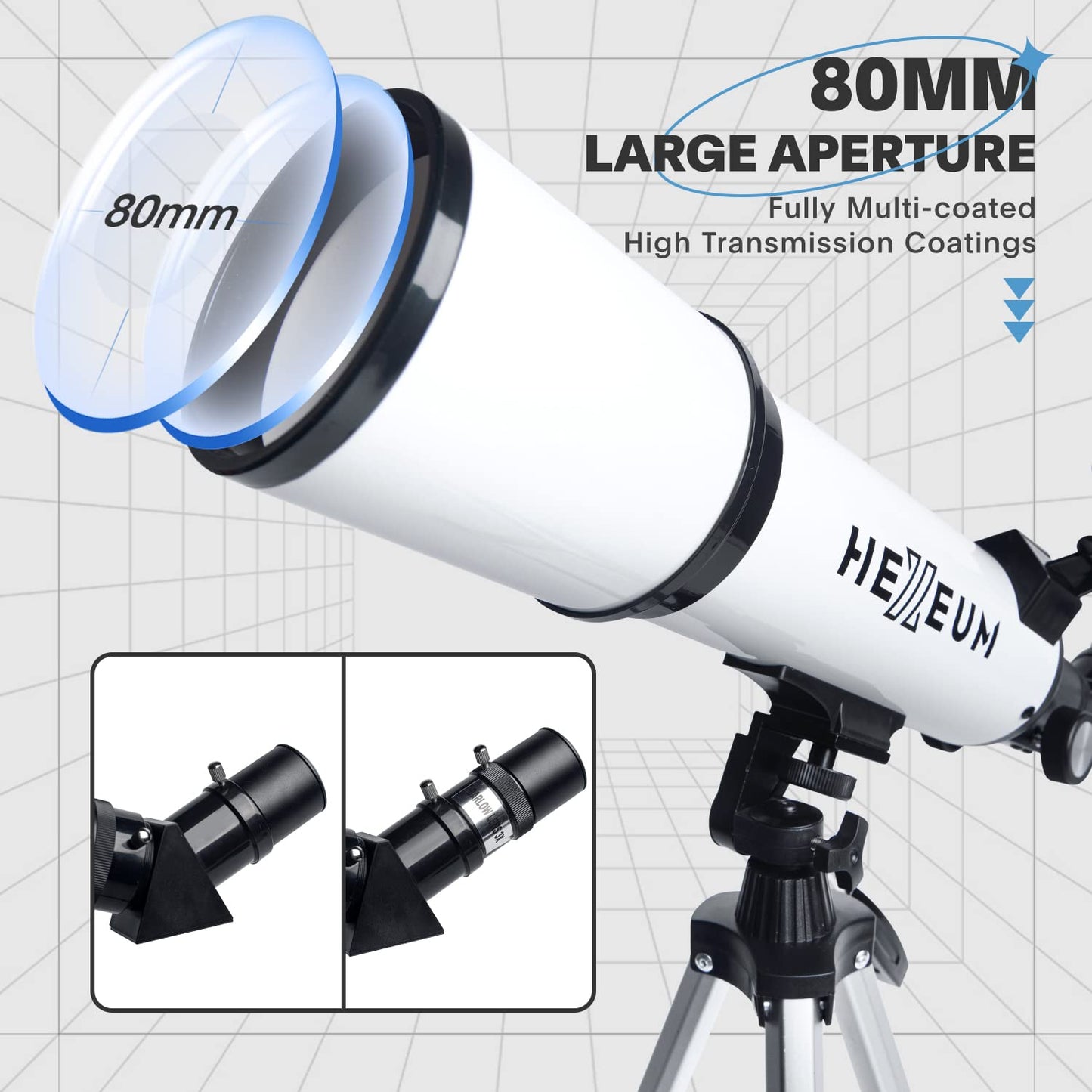 Telescope 80mm Aperture 600mm - Astronomical Portable Refracting Telescope Fully Multi-coated High Transmission Coatings AZ Mount with Tripod Phone Adapter, Wireless Control, Carrying Bag. Easy Set Up