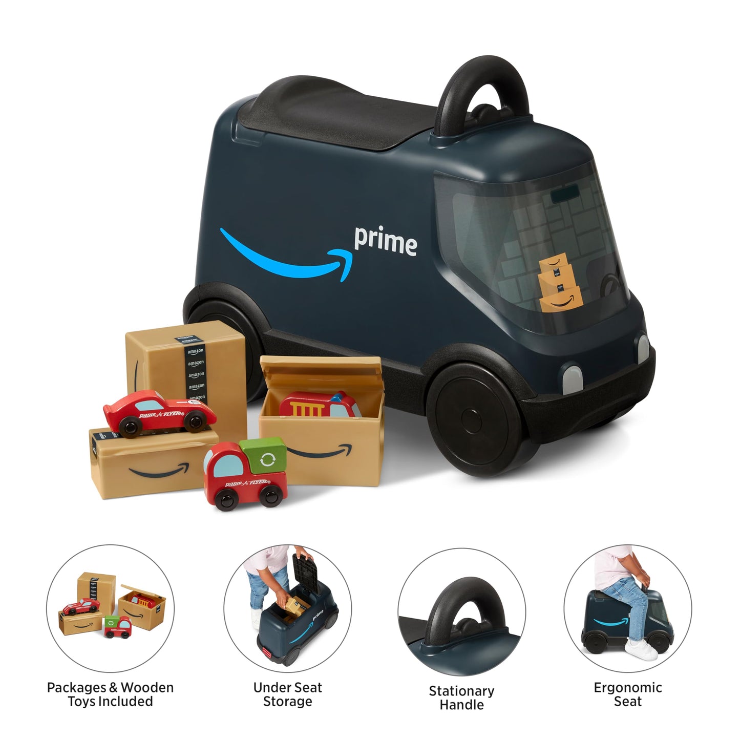 Amazon Delivery Van Ride On Toy for Kids, Blue Toddler Ride on Toy for Ages 2+, Amazon Exclusive