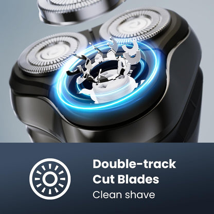 Electric Razor for Men Cordless: Wet/Dry Rotary Shaver Waterproof - USB Fast Charging & Sensitive Skin Care - Pop up Trimmer & Precision Blades