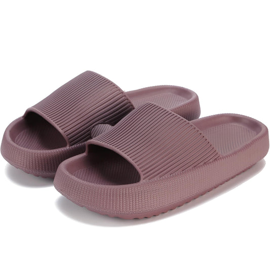 rosyclo Cloud Slippers for Women and Men, Massage Pillow Shower Bathroom Non-Slip Open Toe Super Soft Comfy Thick Sole Home House Cloud Cushion Slide Sandals for Indoor & Outdoor Shoes,Wine Red