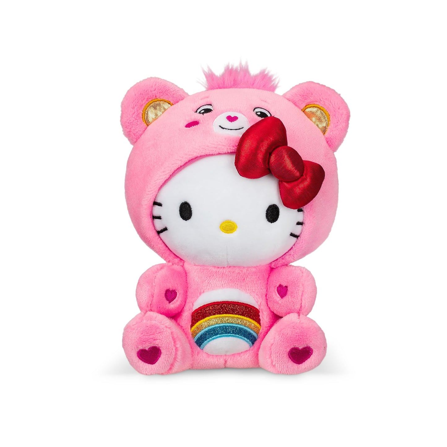 Care Bears Hello Kitty Dressed As Cheer Bear 8" Fun-Size Plush - Soft, Huggable Bestie! – Good for Girls and Boys, Employees, Collectors, Ages 4+