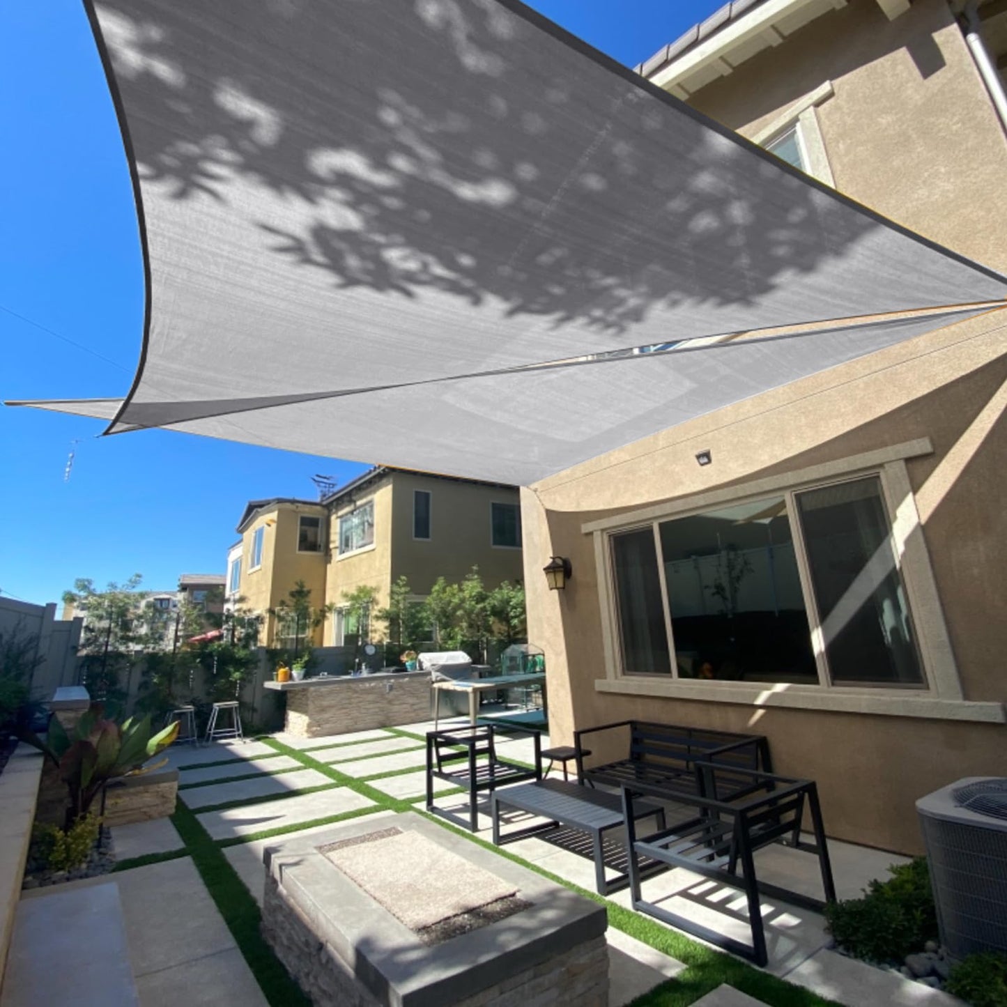 SUNLAX Sun Shade Sail 13' x 13' x 13' Silver Triangle Canopy Sail Shade Cover UV Block Permeable Sunshade Outdoor for Patio Backyard (We Make Custom Size)