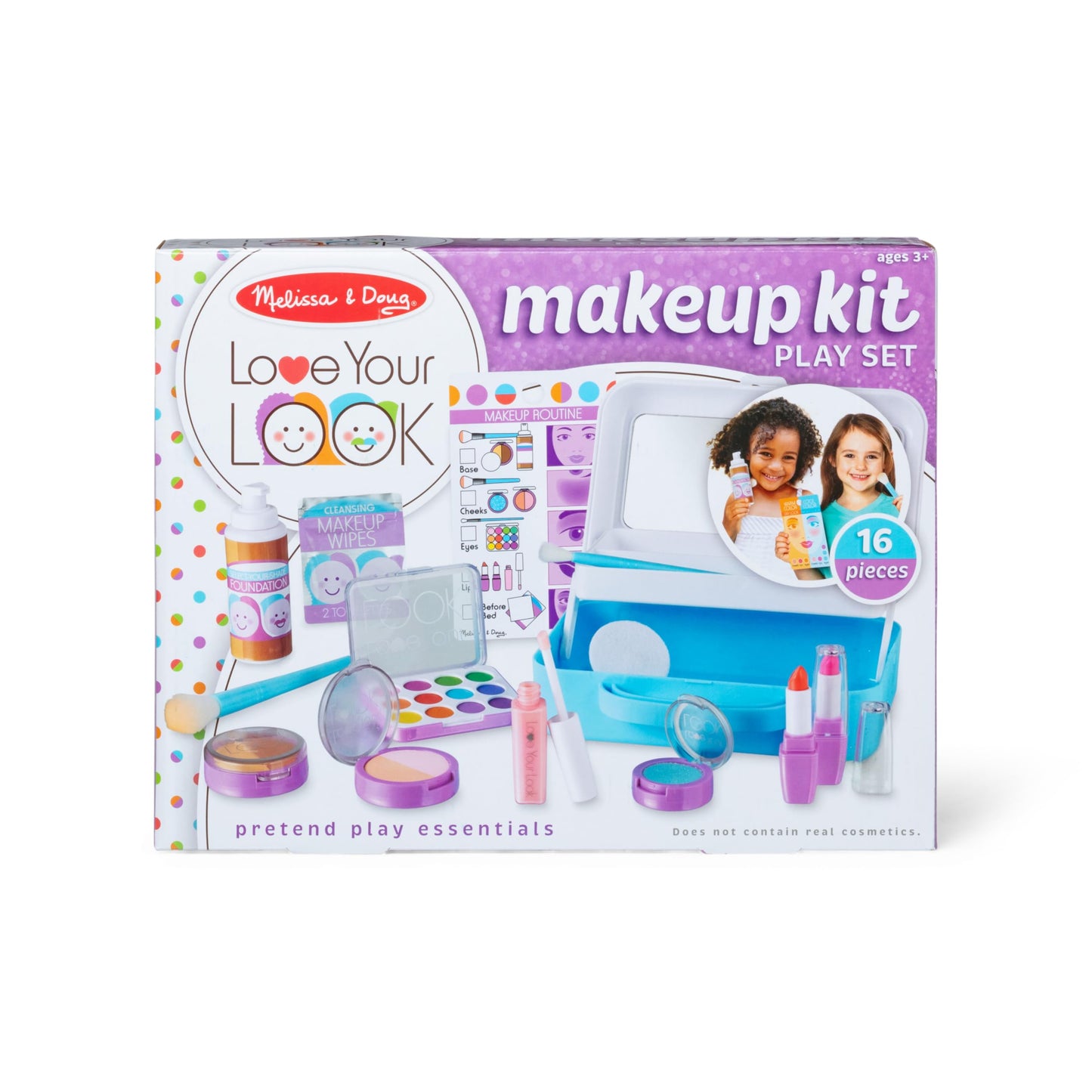 Melissa & Doug Love Your Look Pretend Makeup Kit (16 pcs) – Kids Vanity Set with Realistic Accessories, Mess-Free Fake Makeup for Girls, Dress-Up & Imaginative Play Toy, Ages 3++