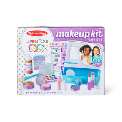 Melissa & Doug Love Your Look Pretend Makeup Kit (16 pcs) – Kids Vanity Set with Realistic Accessories, Mess-Free Fake Makeup for Girls, Dress-Up & Imaginative Play Toy, Ages 3++