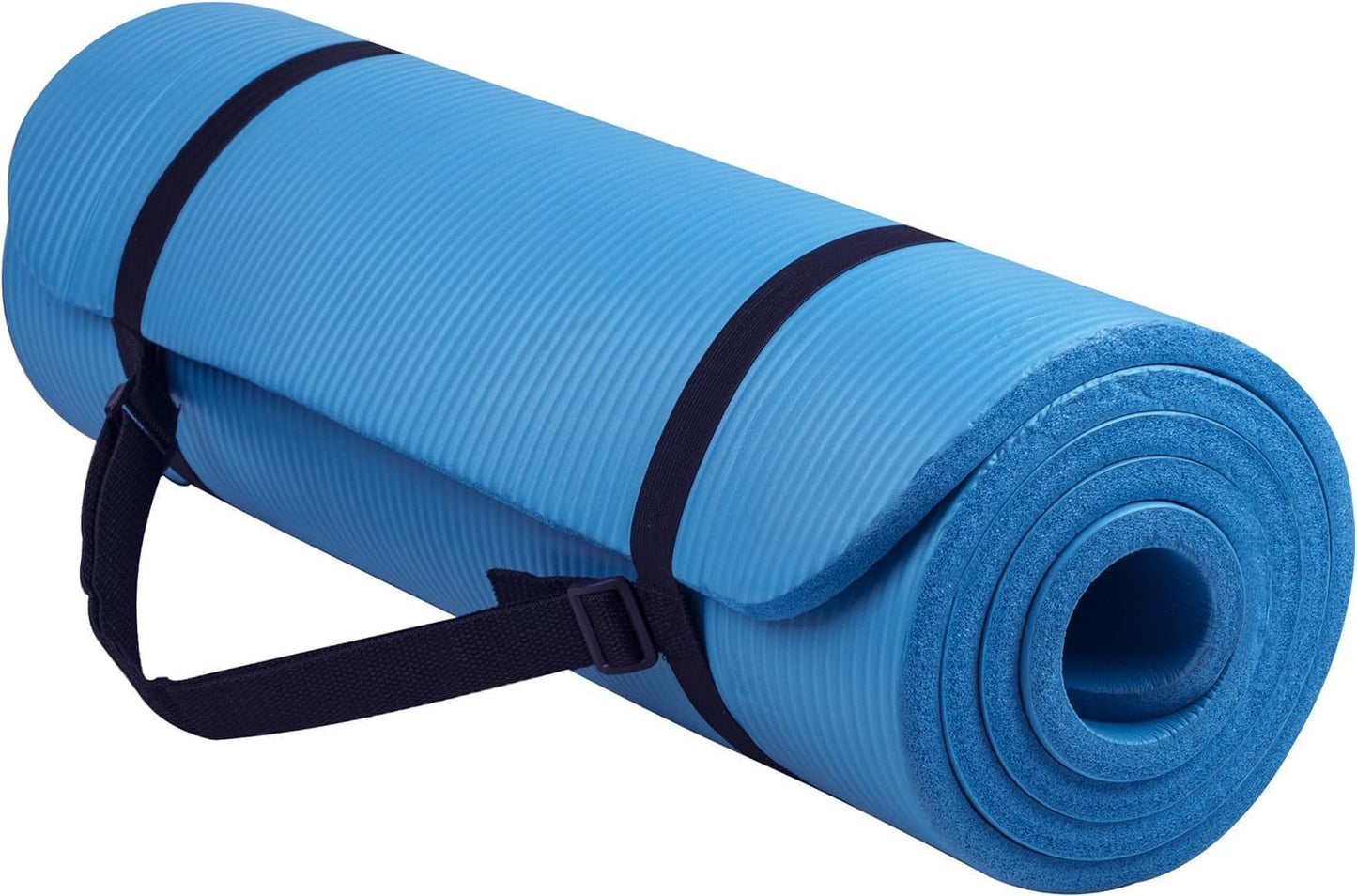 Fitvids 1/2-Inch Extra Thick High Density Anti-Tear Exercise Yoga Mat with Carrying Strap, Blue