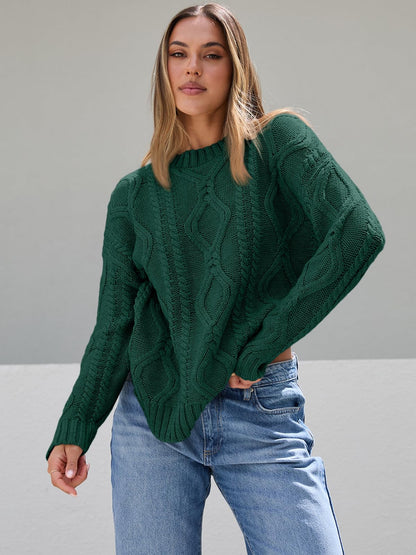 Trendy Queen Oversized Sweaters Womens 2025 Early Fall Fashion Clothes Cable Knit Crewneck Plus Size Pullover Cute Luxury Outfits Chunky Long Tunic Top Winter Holiday Thanksgiving Clothing Green