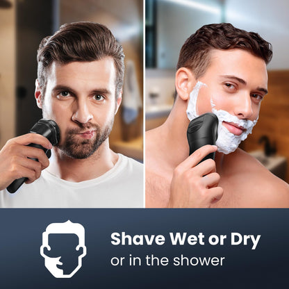 Electric Razor for Men Cordless: Wet/Dry Rotary Shaver Waterproof - USB Fast Charging & Sensitive Skin Care - Pop up Trimmer & Precision Blades