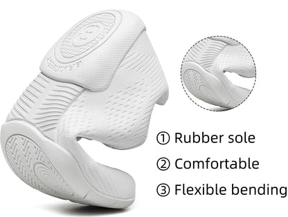 BAXINIER Girls White Cheerleading Shoes Lightweight Youth Cheer Competition Sneakers Kid Training Dance Tennis Shoes - White 3 Big Kid