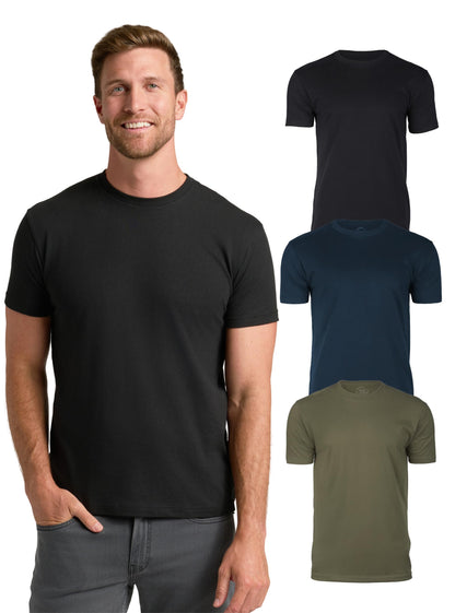 True Classic Mens T-Shirts – Short Sleeve Crew Neck T Shirts for Man, Cotton Blend Plain Novelty Men's T-Shirts, Pack of 3, Variety, M