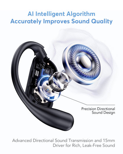 KOSERNT AI Translation Earbuds, Bluetooth 5.4 OWS Headphones with LCD Touch Screen, Real-Time Translator for 144 Languages & Accents, Perfect for Travel, Business & Learning, Royal Blue