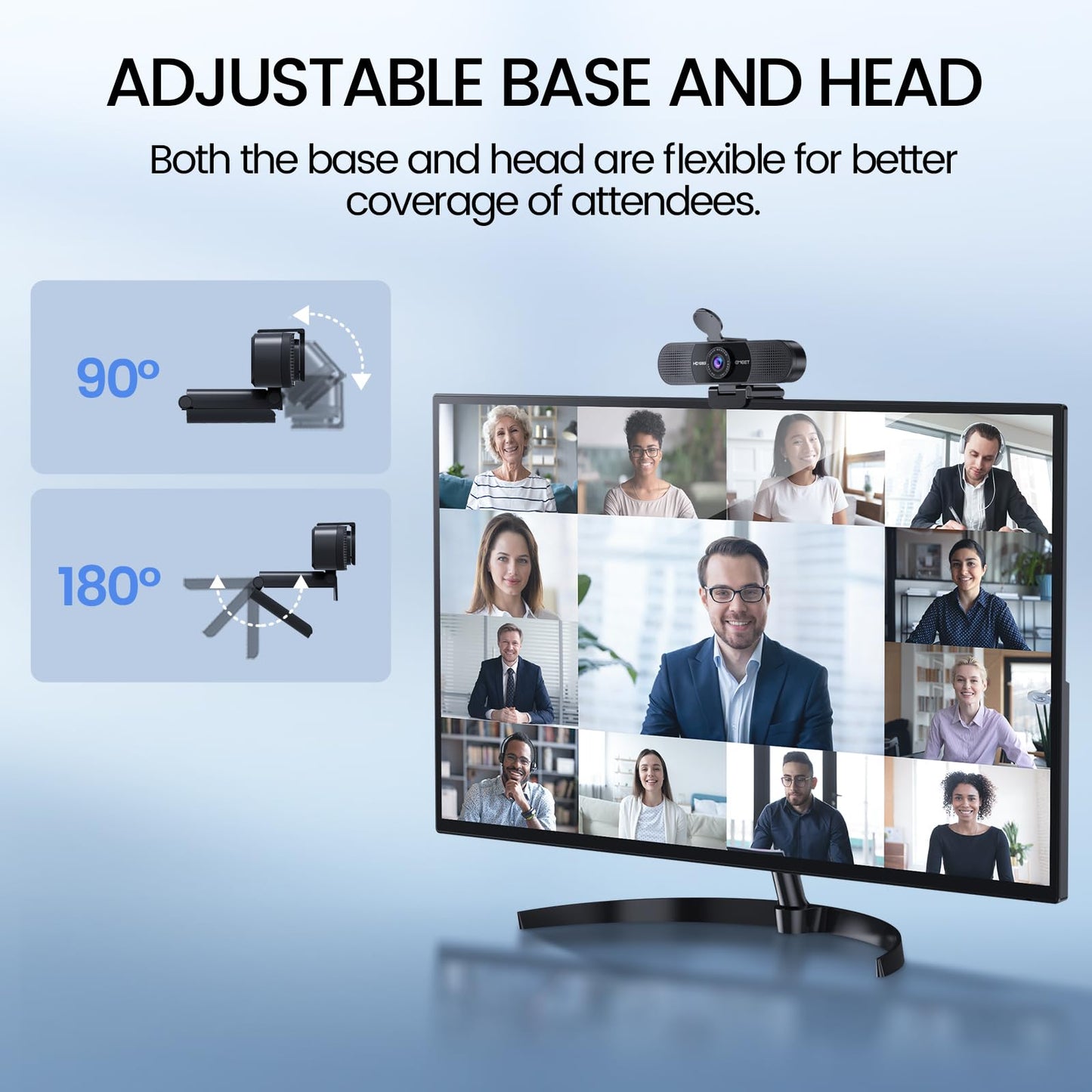 EMEET 1080P Webcam with Microphone, C960 Web Camera, 2 Mics, 90° FOV, USB Type-A & A-to-C Adapter, Plug&Play Computer Camera for Online Calling/Conferencing, Zoom/Skype/Facetime/YouTube, 2025 Version