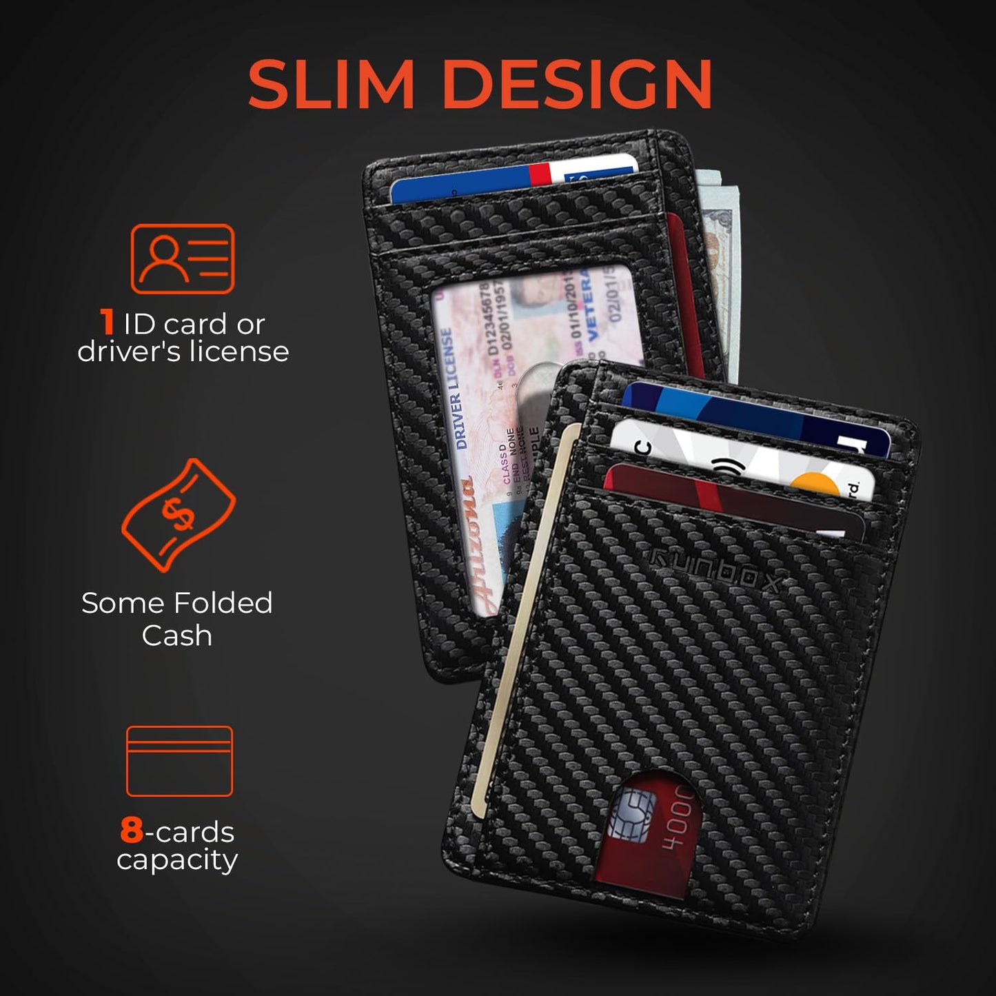 RUNBOX Slim ID Cases Minimalist Front Pocket RFID Blocking Leather Wallets for Men and Women Card Holder Wallets Gifts for men