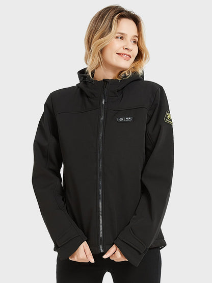 PTAHDUS Women's Heated Jackets 5 Heat Zones Battery Pack Included, with Hand Warmer Pocket(Black, Medium)
