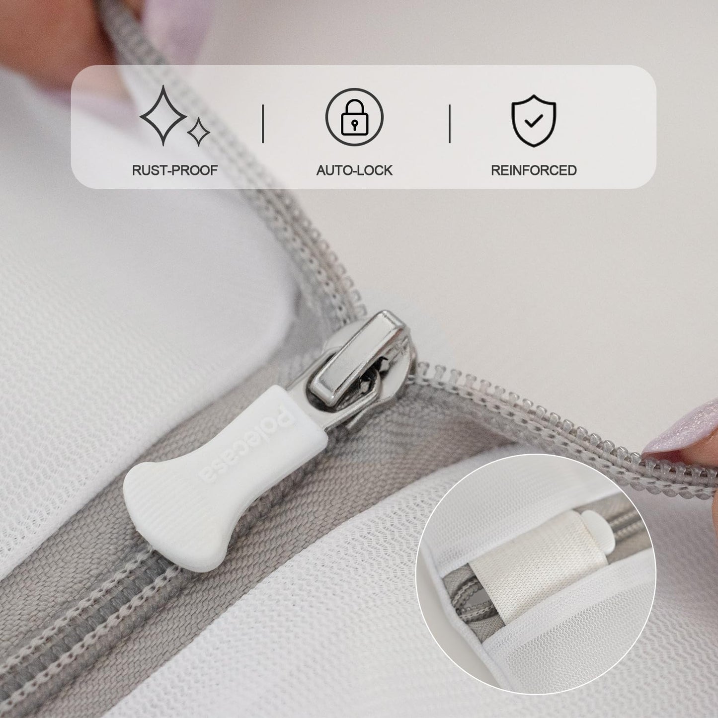 Polecasa Premium Soft Fine Mesh Laundry Bags with Sturdy Zipper for Delicates - 3 Pack Durable Laundry Room Essentials for College, Dorm, Travel- 1 Large, 1 Medium, 1 Small