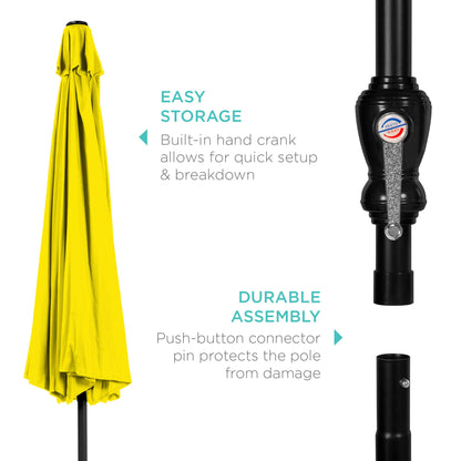 Best Choice Products 10ft Outdoor Table Compatible Steel Polyester Market Patio Umbrella w/Crank and Easy Push Button Tilt - Yellow