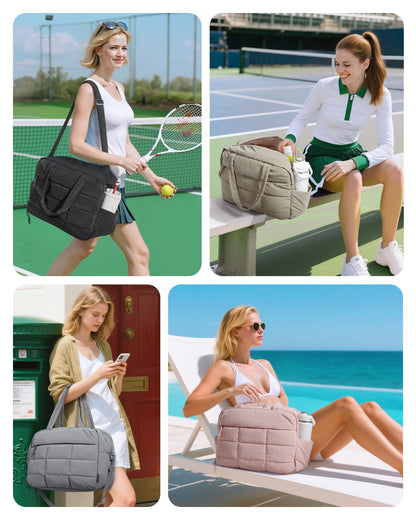 BAGSMART Small Gym Bag for Women, 23L Carry on Travel Duffle, Water-resistant Dance Bag with Shoe Compartment, Black