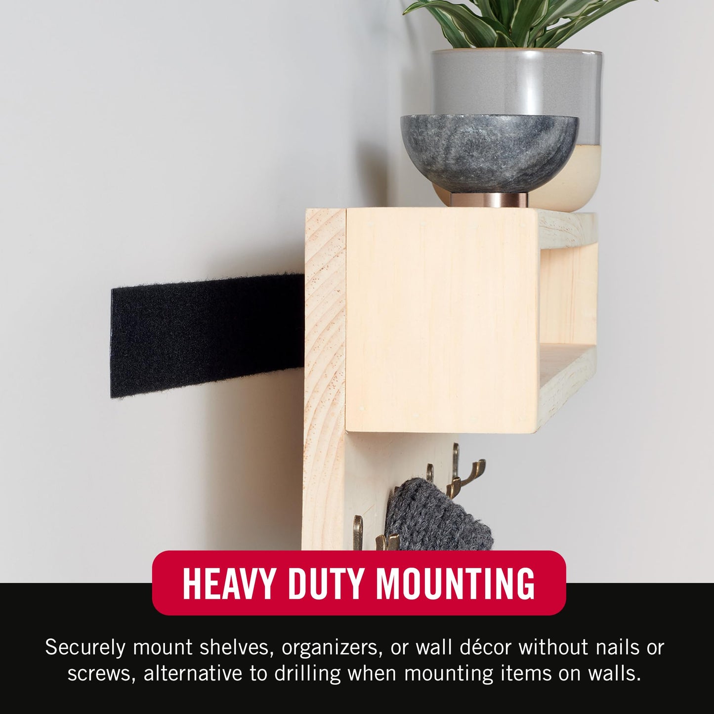 VELCRO Brand Heavy Duty Tape with Adhesive | 15 Ft x 2 In | Holds 10 lbs, Black | Industrial Strength Roll, Cut Strips to Length | Strong Hold for Indoor or Outdoor Use, 15ft x 2in