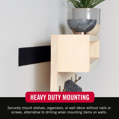 VELCRO Brand Heavy Duty Tape with Adhesive | 15 Ft x 2 In | Holds 10 lbs, Black | Industrial Strength Roll, Cut Strips to Length | Strong Hold for Indoor or Outdoor Use, 15ft x 2in