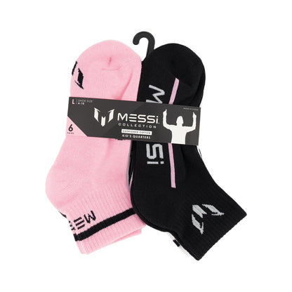 Messi Boys Lifestyle Ankle Socks, 6-Pack Kids Socks, Soft & Stretchy, Comfortable, Pink