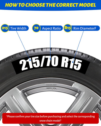 Auto Fixing Snow Chains Tire Chains For Cars Suv Pickup Trucks - Auto Fixing 1 Min Quick Fit AND Easy Installation, Reusable Universal Emergency Traction Snow Chains - Set of 2（HKN140）