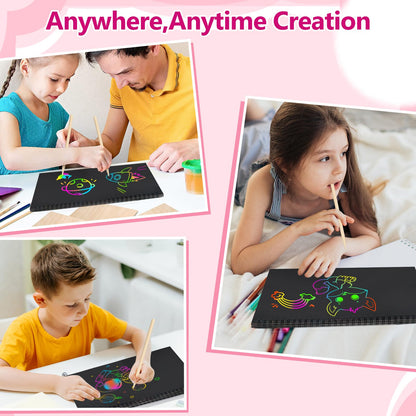 Stocking Stuffers for Kids Teen Girls: Scratch Paper Art Crafts Back to School Teacher Supplies Game Party Favors Activities Toys for Boy Ages 3-12 Years Old Valentines Birthday Gifts 2 Pack