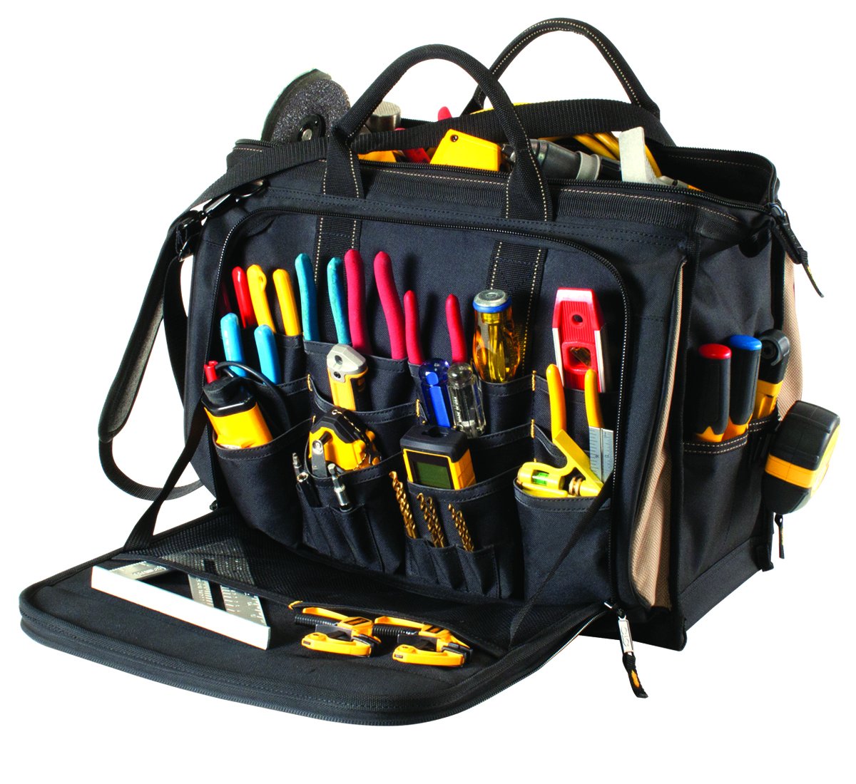 Custom Leathercraft1539 Multi-Compartment 50 Pocket Tool Bag