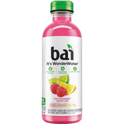 Bai Antioxidant Infused Water Beverage, Raspberry Lemon Lime, with Vitamin C and No Artificial Sweeteners, 18 Fluid Ounce Bottle, 12 Pack