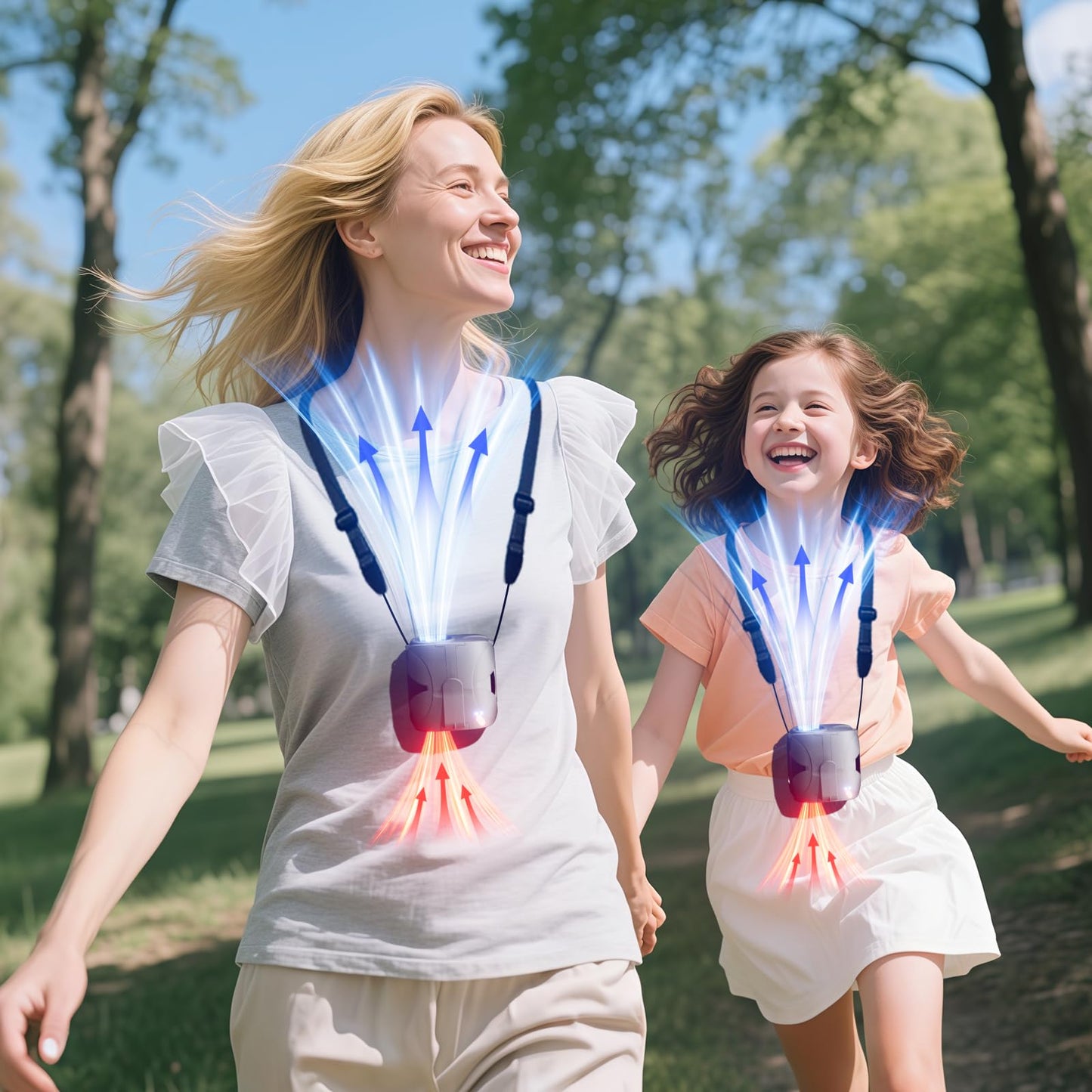 FULSUNT Portable Waist Fan Clip On Up to 40H Cooling, 14000RPM Powerful Airflow, 6000mAh Shirt Fans Rechargeable, 6 Speeds Body Fan with Neck Strap, Wearable Belt Fans for Outdoor Work Travel