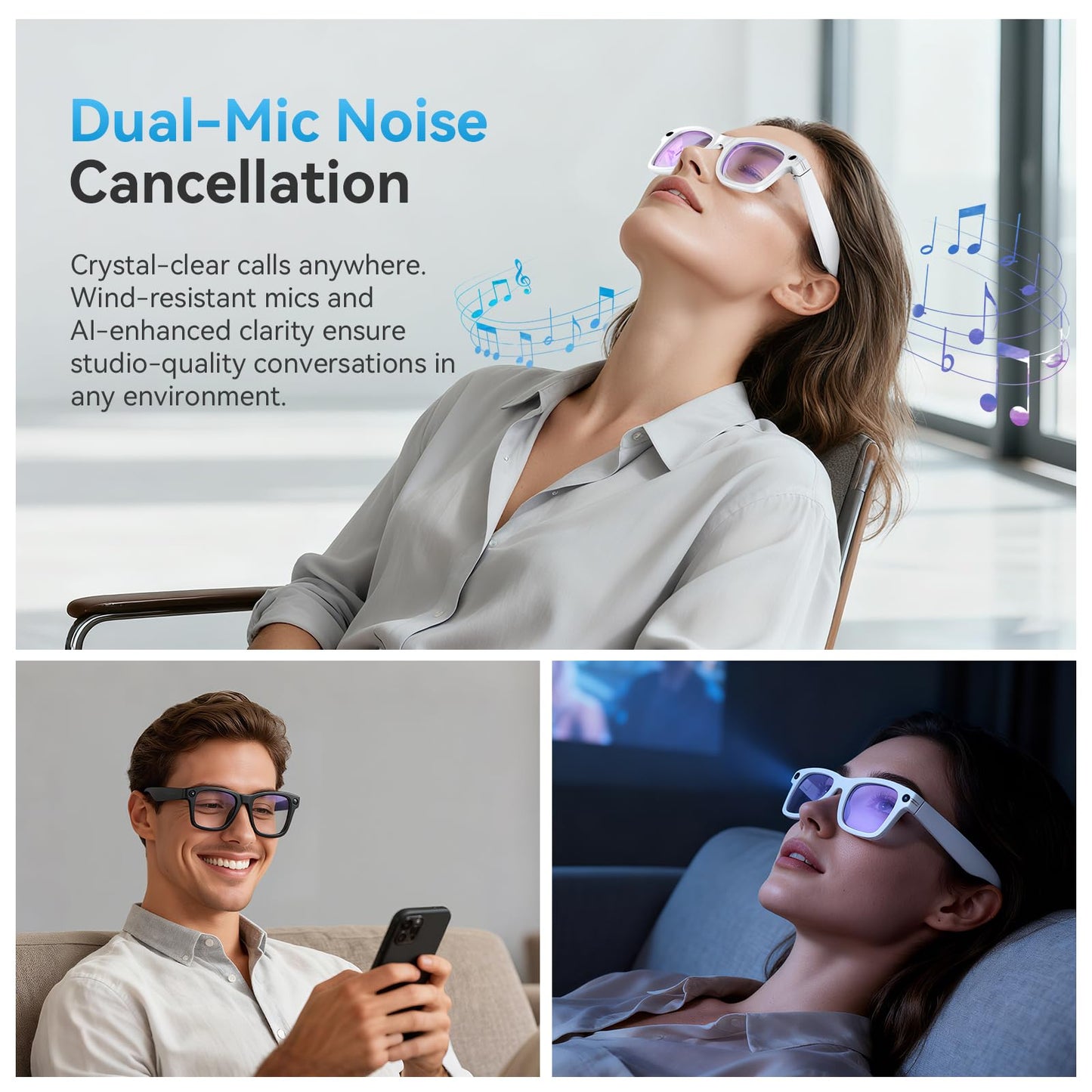 AI Smart Glasses for Men Women,8MP 2K HD Camera Glasses,AI Voice Control,AI Photo Recognition,Real-Time Translation,Smart Sunglasses with Bluetooth Call,IP67 Waterproof for Driving,Outdoor,+2 Lenses.
