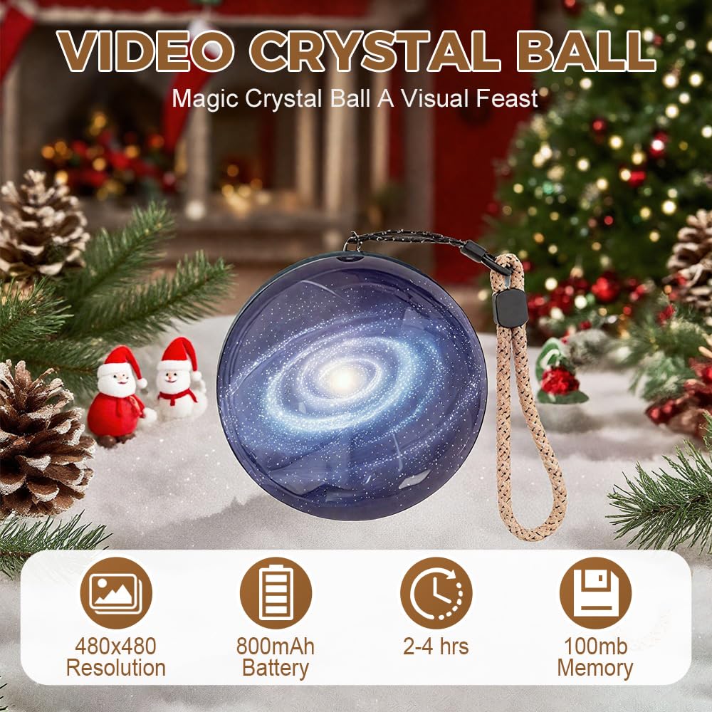 2026 New Christmas Memory Sphere Lamp, 2.7" Crystal Ball Video Player Memory Orb Lamp, Personalized Uploadable Videos & Photos Gift for Couples Friends Anniversary Birthday Christmas Gift (White)