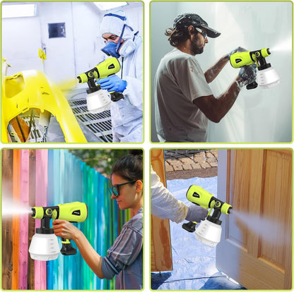 Paint Sprayer Tool 1000W High Power Electric Paint Spray Gun with Adjustable Spray Width Knob 4 Nozzles and 3 Patterns Simple to Clean for Lawn and Garden Furniture Home Interior House Painting Green