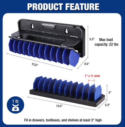 WORKPRO Plier Organizer Rack, 13.5" Foldable Tool Organizer, Wall Mount Screwdriver Organizers and Pliers Organizers, Tool Storage Rack for Screwdriver Holder and Pliers Holder (Tools not Included)