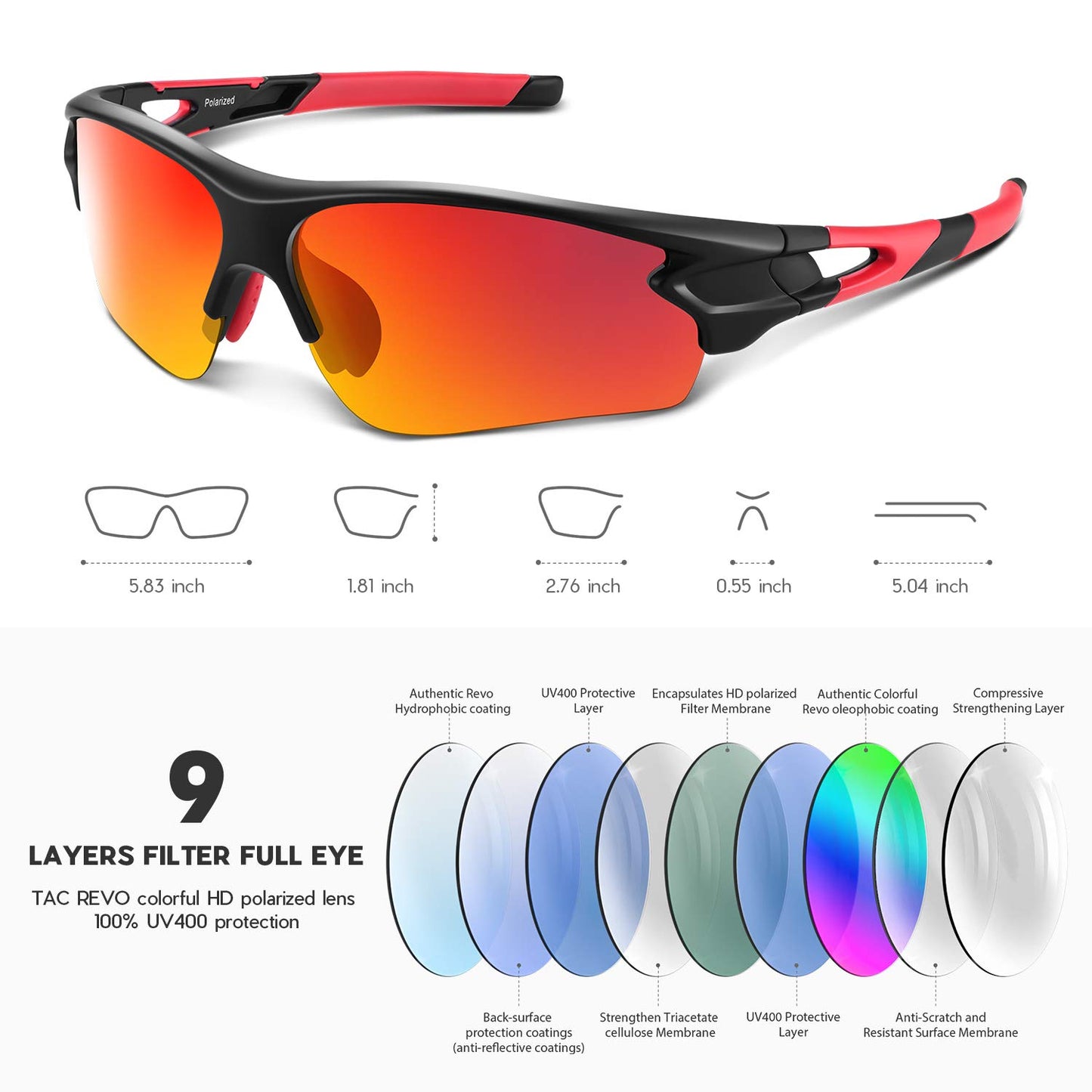 BEACOOL Polarized Sports Sunglasses for Men Women Youth Baseball Fishing Cycling Running Golf Motorcycle Tac Glasses UV400