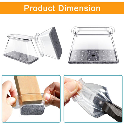 32 Pcs Rectangle Chair Leg Protectors for Hardwood Floors, Silicone Felt Furniture Leg Cover Pad for Protecting Floors from Scratches and Noise, Small (Fit L:1-1/8" to 1-1/2", W:3/4" to 1")