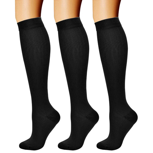 CHARMKING Compression Socks for Women & Men Circulation (3 Pairs) 15-20 mmHg is Best Athletic for Running, Flight Travel, Support, Cycling, Pregnant - Boost Performance, Durability (L/XL,Black)