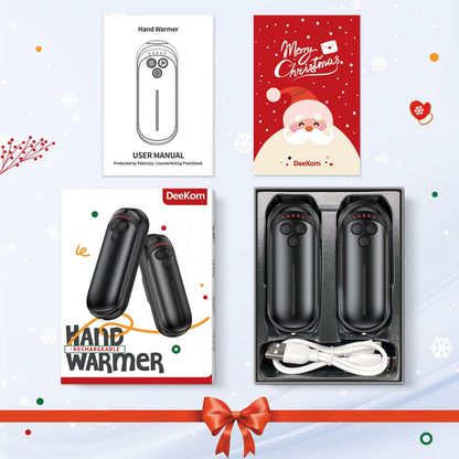 DeeKom Rechargeable Hand Warmers 2 Pack, 6000mAh Electric Hand Warmer Rechargeable, 2 in 1 Portable Hand Warmers with AI Smart Chips, Outdoor, Hunting, Camping for Family for Christmas