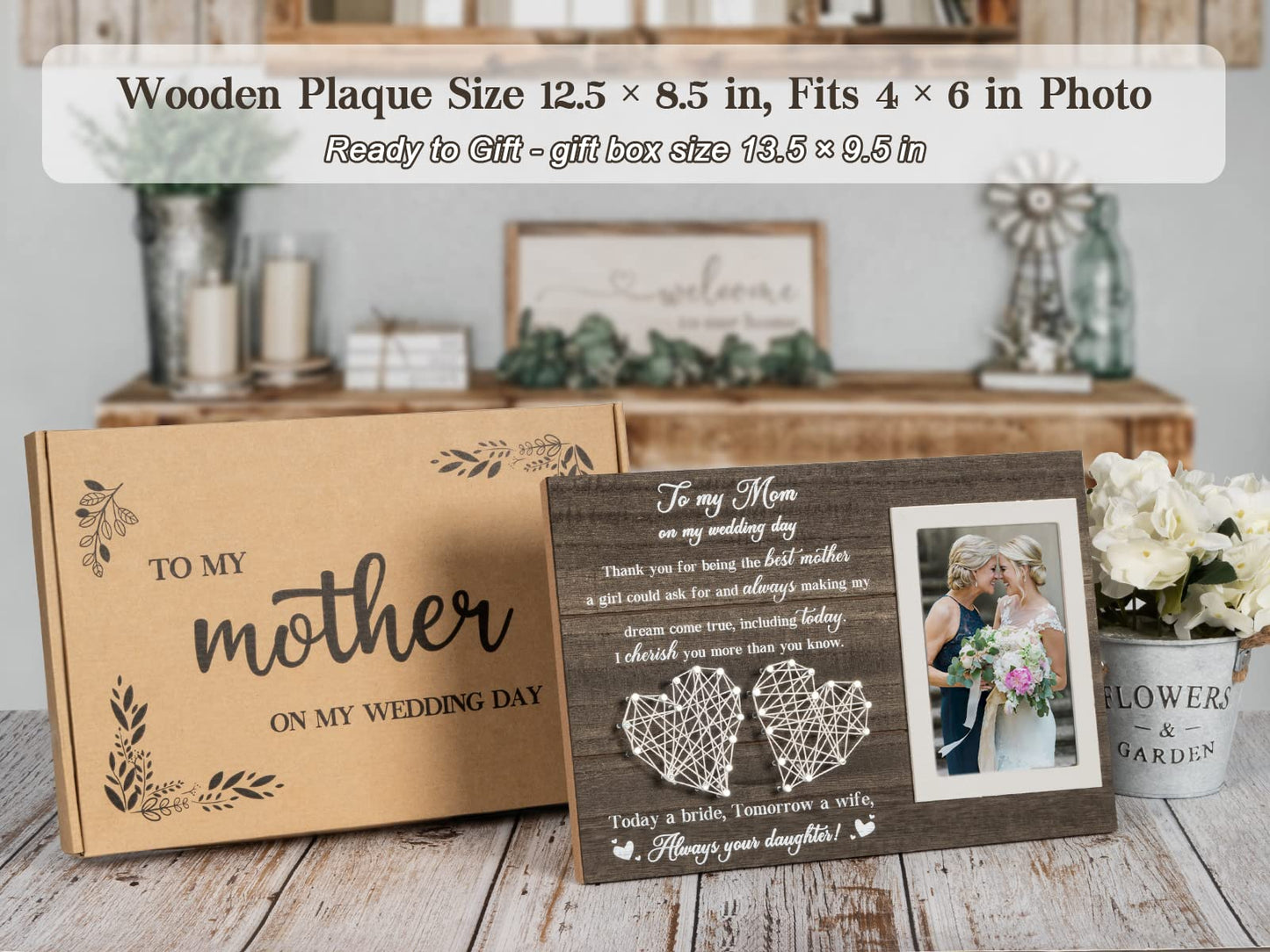 Mother of the Bride Gifts for Mom, Mother of Bride Gifts from Daughter - to My Mom on My Wedding Day Mother of the Groom Gifts Bride to Be Wedding Stuff Bride Accessories for Wedding Day Picture Frame