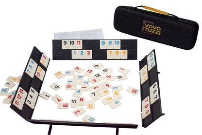 Rummy Cube Game Original, 106 Rummy Tiles Game Set, with 4 Racks/Trays& 160 Rummy Tiles,with One Zipper Box, Travel & Family Board Game for Adults and Kids