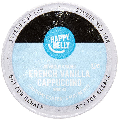 Amazon Brand - Happy Belly Cappuccino Coffee Pods Light Roast Compatible with 2.0 K-Cup Brewers, French Vanilla Flavored, 24 Count, 1.5 pound (Pack of 1)