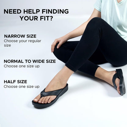AEROTHOTIC Slip On Recovery Footwear Plantar Fasciitis Flip Flops for Women Yoga Mat Outdoor Walking Beach Ladies Arch Support Summer Thong Dressy Casual Sandals Pearly Black, Size 9