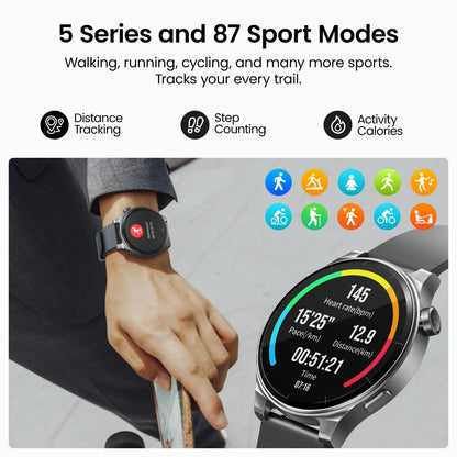 TOZO S5 Smart Watch (Answer/Make Calls), 1.43’’ AMOLED Smart Watches for Men Women 100+ Sport Modes Fitness Watch with Blood Oxygen/Sleep/Heart Rate Monitor, IP68 Waterproof Smartwatch