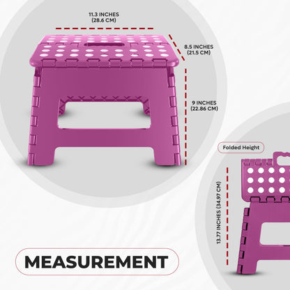 Utopia Home Folding Step Stool with Handle – 9 Inch Anti Slip Collapsible Stool – Holds Up to 300 lbs – Sturdy Plastic Step Stool Foldable for Kitchen, Bathroom and Home Use (1-Pack, Purple)