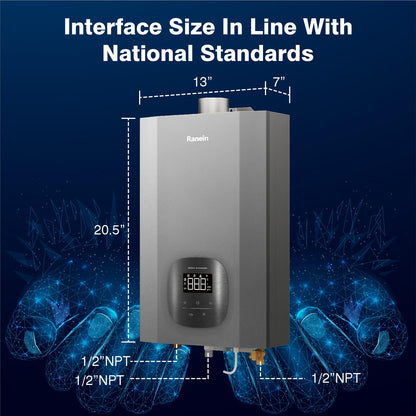 Ranein Propane Gas Tankless Water Heater with Vent Pipe, Indoor Max 4.3 GPM, 100,000 BTU Instant Hot Water Heater